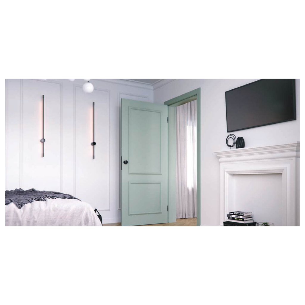 Porte intérieure 4 Elements AIR vert clair à panneaux moulurés, dans une chambre.